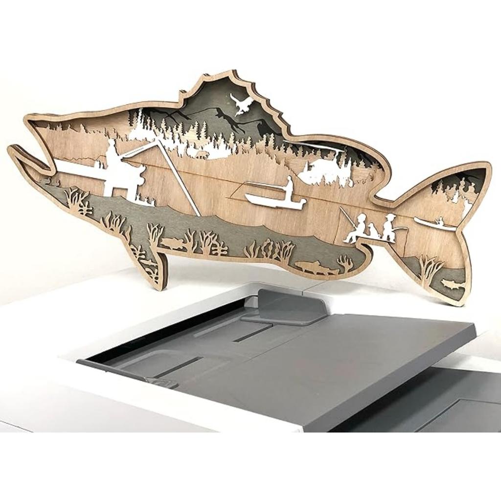 Wall Room Indoor Outdoor Decor Art 3D Multi-Layered Wood Art - Widelife Nature Mountain Landscape for House Warming Birthday Christmas Gifts Display