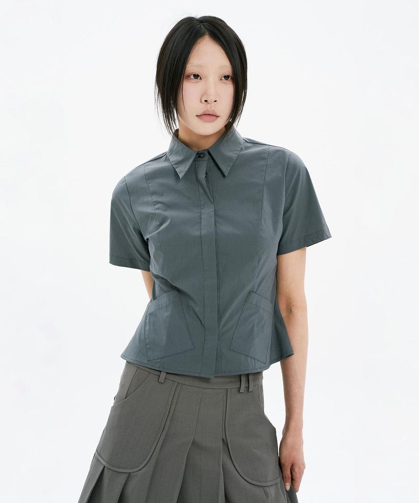 Hanahi Under Pocket Half Shirts Gray