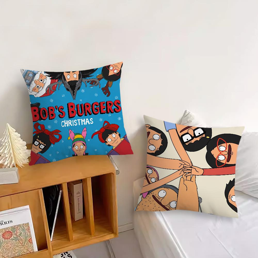 Cartoon B-Bobs B-Burgers Cushion Cover Living Room Accent Couch Back Support Square Lounge Restful Nap Companion Pillow Case
