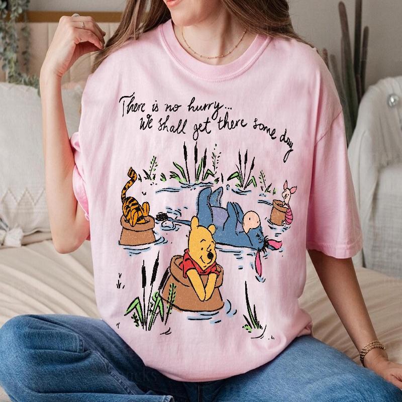202526 Summer Winnie the Pooh Tshirt Y2k Tigger Hat Printed 100 Cotton Printed Tshirt Unisexs Loose Tshirt