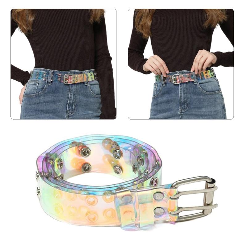 Eye Catching Waist Belt with Double Pin Buckle for Adult Clear Waist Belts for Women Coat Dress Adjustable Length