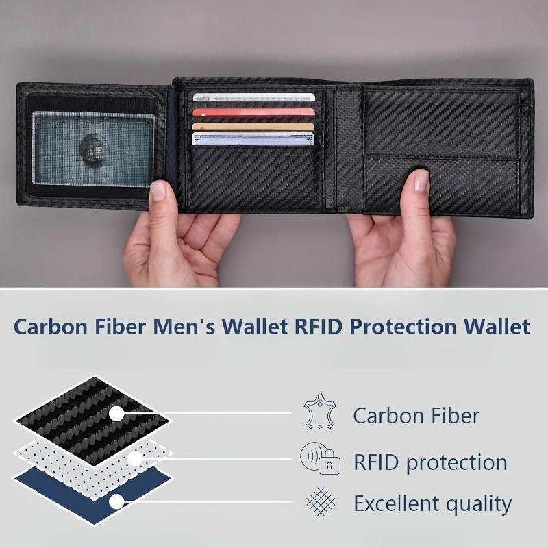 New Men's Wallet with Coin Pocket RFID Protection Carbon Fiber Wallet for Men