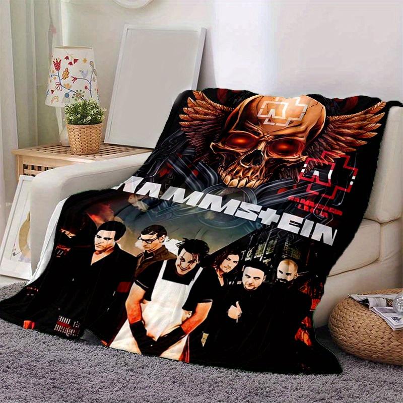 1pc Rammstein-Inspired Home Decor: Cozy Flannel Blanket, Perfect Gift for Bedroom, Living Room, Travel, Camping, Car, Beach, Office Naps, Ideal Sofa T