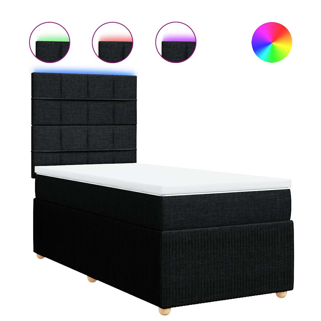 Box Spring Bed with Mattress Black 80 x 200 cm Fabric