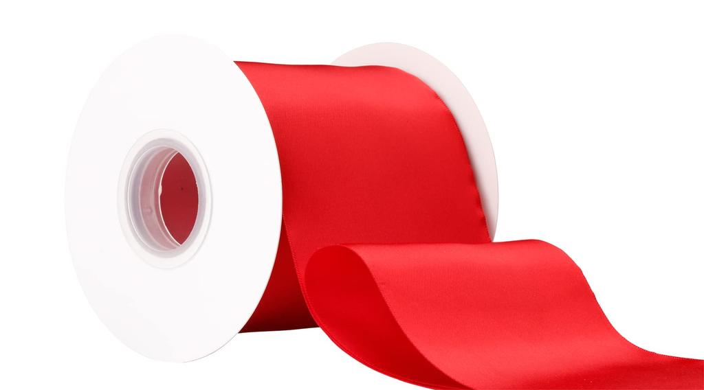 Width Double Face Satin Ribbon 25 Yards Ribbon Set for Party Wedding and Crafts [Ribbonilux] 10.16cm (250-Red), Decoration, Sewing,