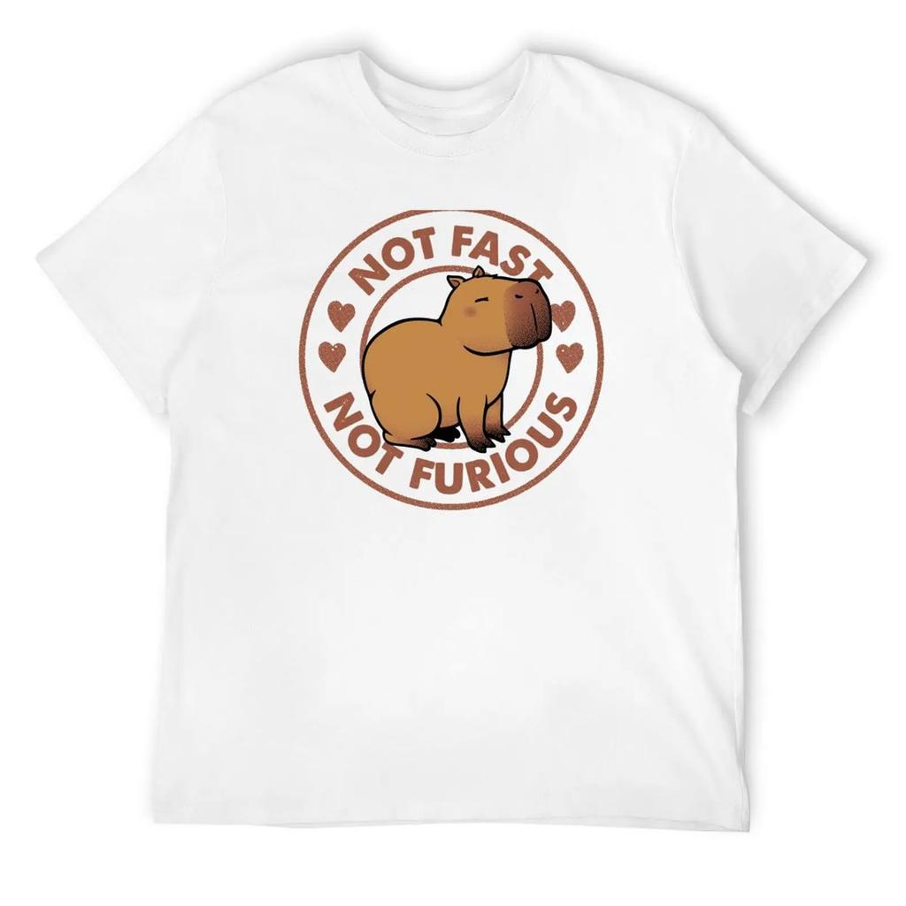 Not Fast Not Furious Capybara Black By Tobe Fonseca T-Shirt Plus Size Clothes Custom T Shirt Cotton T Shirt Men