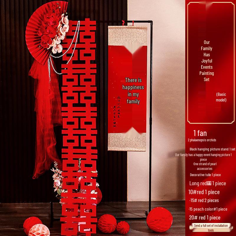 Balayı Süiti Düğün Dekorasyon Seti: Oturma Odası Fotoğraf Sergisi için Çift Mutluluk Parşömeni ve Süs