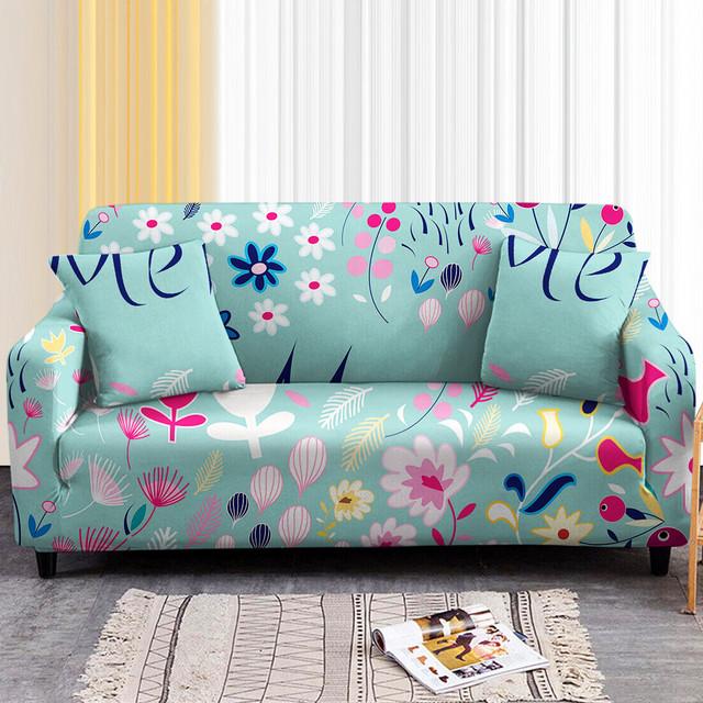 Flower Printing Stretch Sofa Cover Elastic Furniture Protector Slipcovers Couch Cover Sofa Covers For Living Room 1 /2 /3 /4 Seater