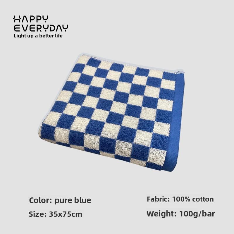 Checkered Bath Towel Cotton Face Towel Adult Absorbent Towels Gift Towel Supplies Bathing Tools