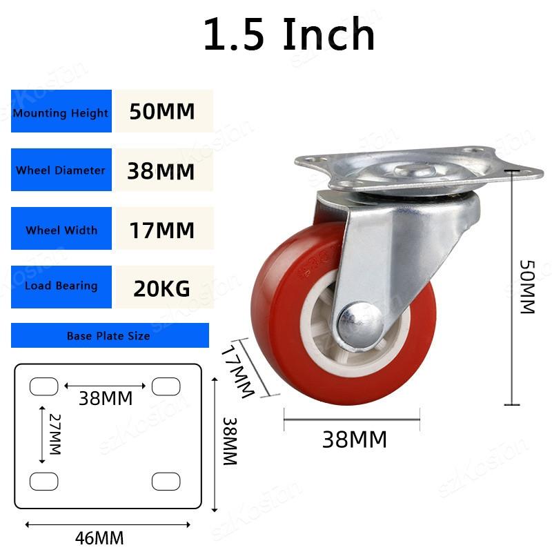 4Pcs Universal Caster Wheel Heavy Duty Swivel Caster Capacity Wear Resistant PVC Industrial Castor Wheel Furniture Wheels Caster