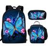 Trendig Beliebt Neuheit Lustig Schmetterling 3D-Druck 3 Stück/Set Schüler Schultaschen Laptop Tagesrucksack Rucksack Lunchtasche Federmäppchen