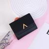 New Style Tri-fold Ladies' Wallet - V-shaped Retro Card Holder, Frosted PU Leather, Simple Student Money Clip