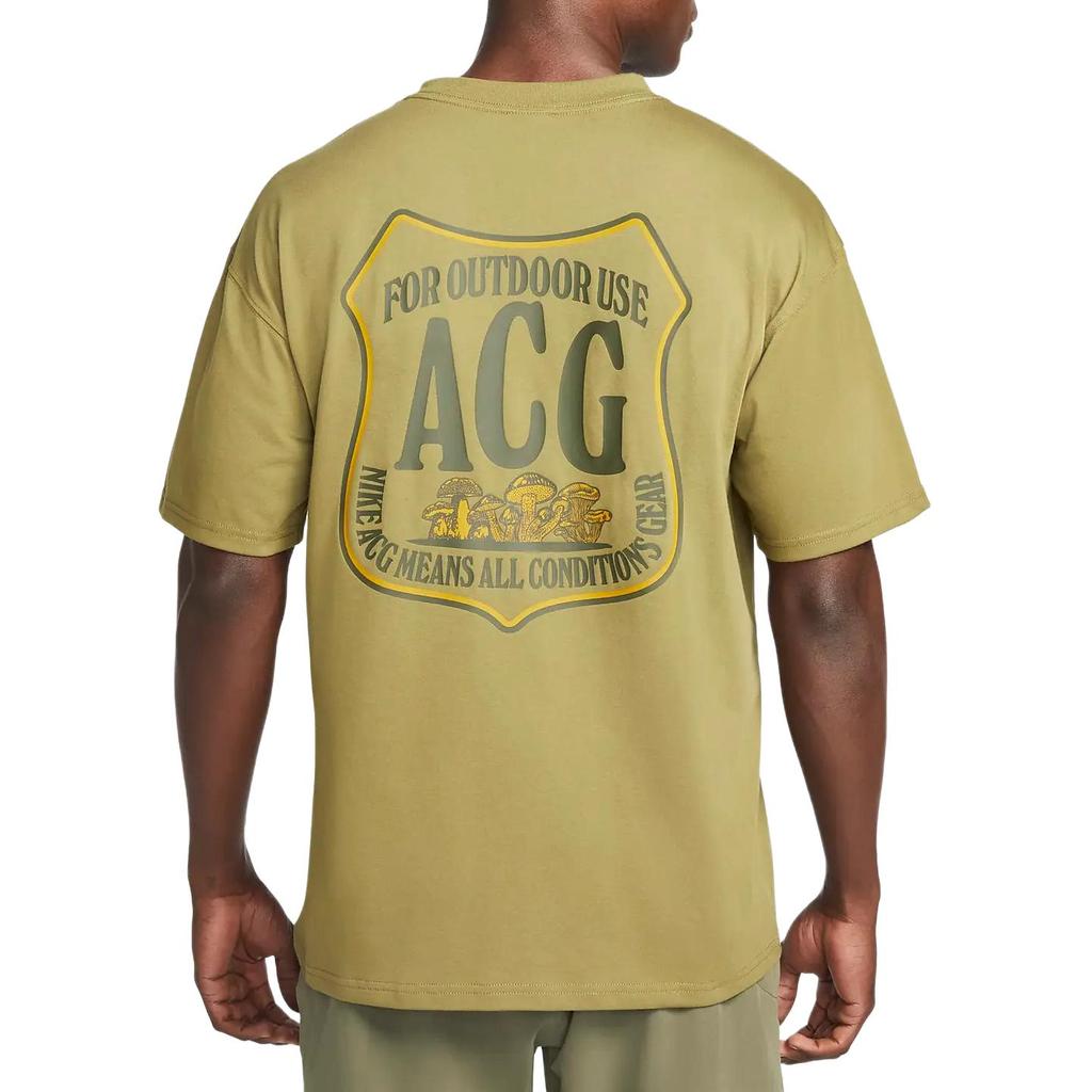 Nike ACG Letter Print Ribbed Crew Neck Comfort Tee Men Tops Olive DR7757-378
