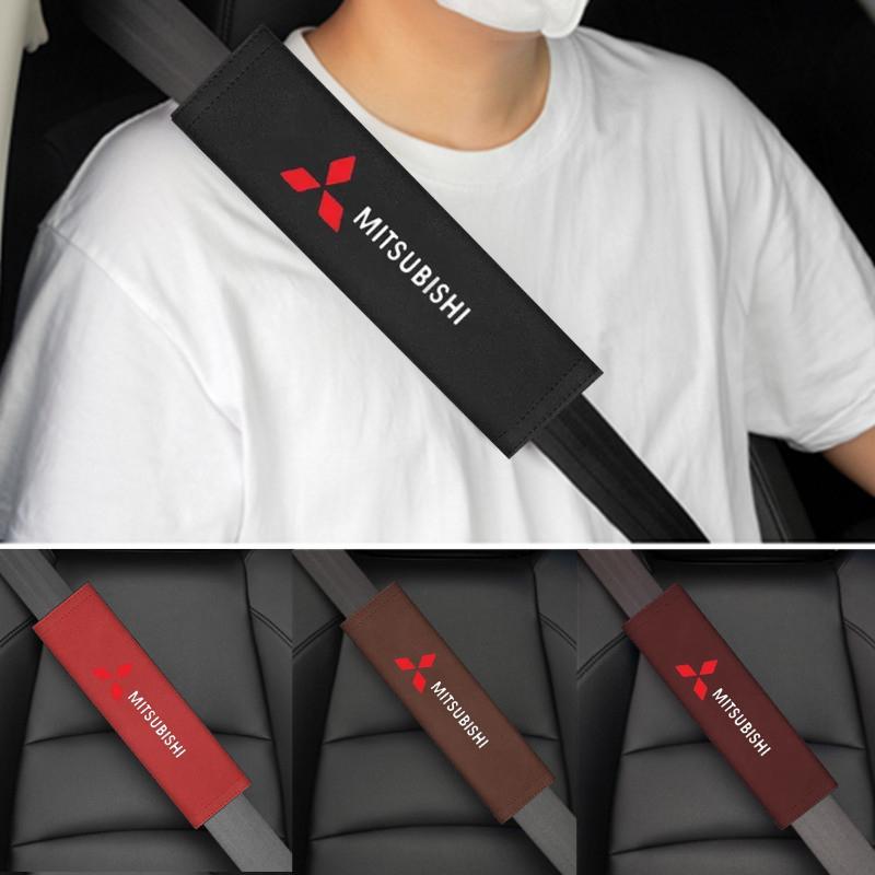 cyhk7 2pcs Suede for Mitsubishi Car SeatBelt Pad Shoulder Pretection Covers Lancer EX Pajero Outlander Eclipse Delica Grandis ASX Colt