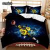 Football Black White Duvet Cover Soccer Goal Soft Bedding Set Polyester Sports Competitive Theme Ball Games for Teens Boy Decor