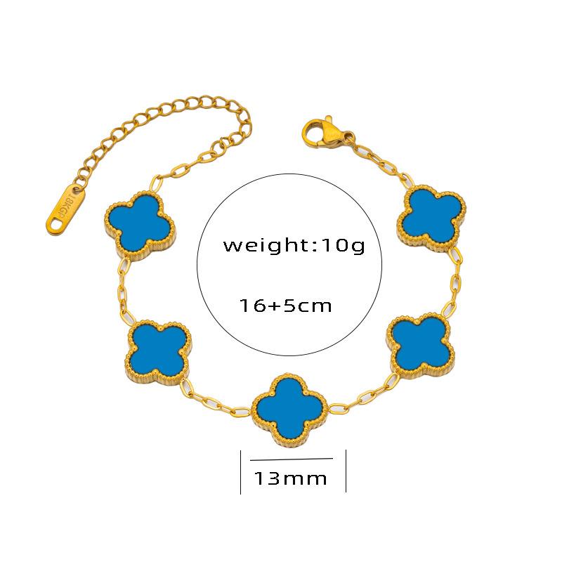 13MM Fashion Four Leaf Clover 18k Double Sided Mother of Pearl Lucky Clover Bracelet Women's Bracelet