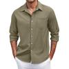 Men’s Long Sleeve Button Down Shirt with Chest Pocket Classic Fit Collar Lightweight Fabric Design