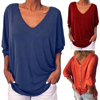 Camiseta feminina gola V morcegos manga sete pontas camisa