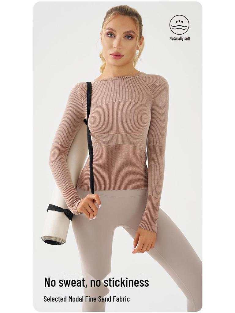 Autumn/Winter Long-Sleeve Yoga Top: Slim, Breathable Modal Cotton Body Shaper for Running and Fitness.