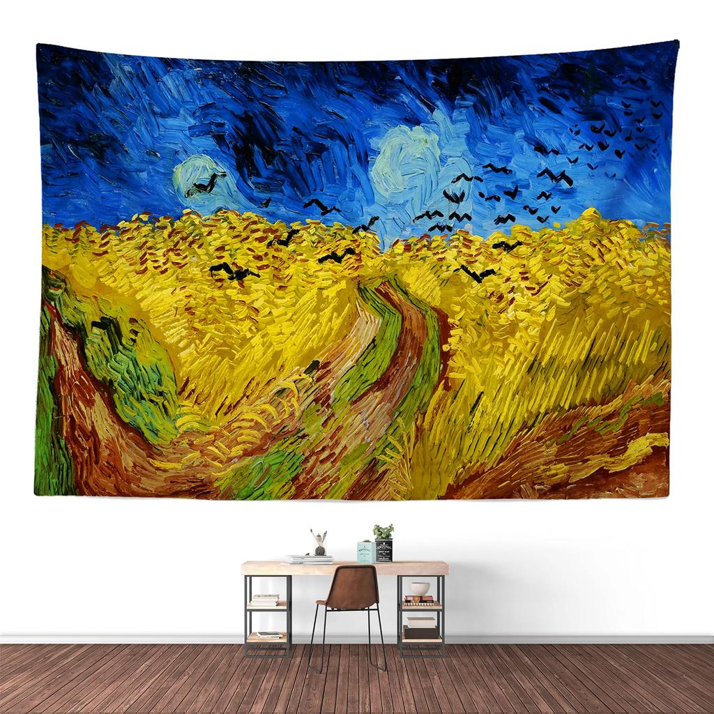 Van Goghova umělecká tapiserie Abstraktní hippie tapiserie Tapiserie s vintage estetikou Nástěnné závěsy Umění Obývací pokoj Ložnice Kolej