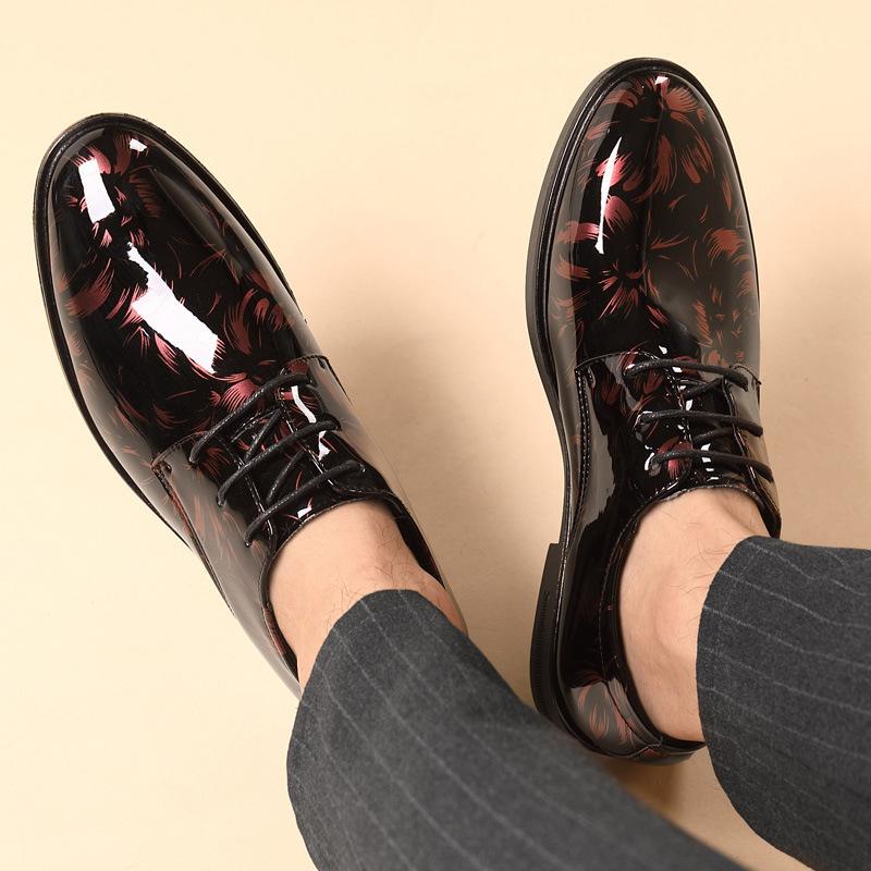 Office Men Dress Shoes Floral Pattern Men Formal Shoes Leather Luxury Fashion Groom Wedding Shoes Men Oxford Shoes Dress 38-47