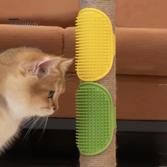 Brosse à gratter pour chat - Gant autonettoyant pour coin mural - Outil de massage - Peigne doux en silicone pour chat - Dents faciles à installer - Épilation des poils de chat pour chaton