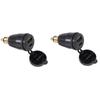 2Set Motorcycle DIN Plug Waterproof To QC3.0 USB & Type C 30W Power Delivery Adapter Socket