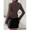 DAFIFY Women's Fashion Casual Spring Autumn Stripe Print Long Sleeve POLO Neck Blouses & Shirts