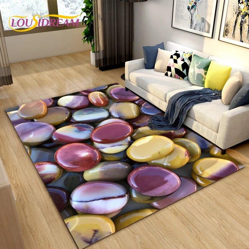 3D Color Cobblestone Stone Area Rug,Carpet Rug for Living Room BedRoom Decoration,Kitchen Doormat Bathroom Anti-slip Floor Mat