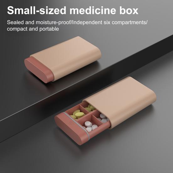 6 přihrádek Obdélníkový box na léky Organizér na pilulky Prachotěsný Kompaktní Přenosný Malý Vzduchotěsný Pouzdro na přenášení pilulek Držák na tablety