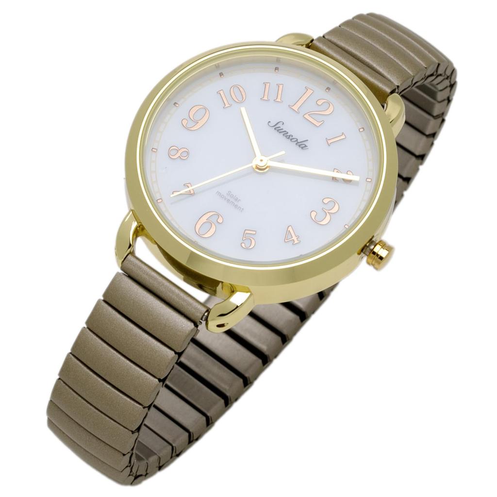 Fieldwork Analog Watch with Flexible Solar SO Sanija Women's Strap, Powered, Beige, ASS177-2