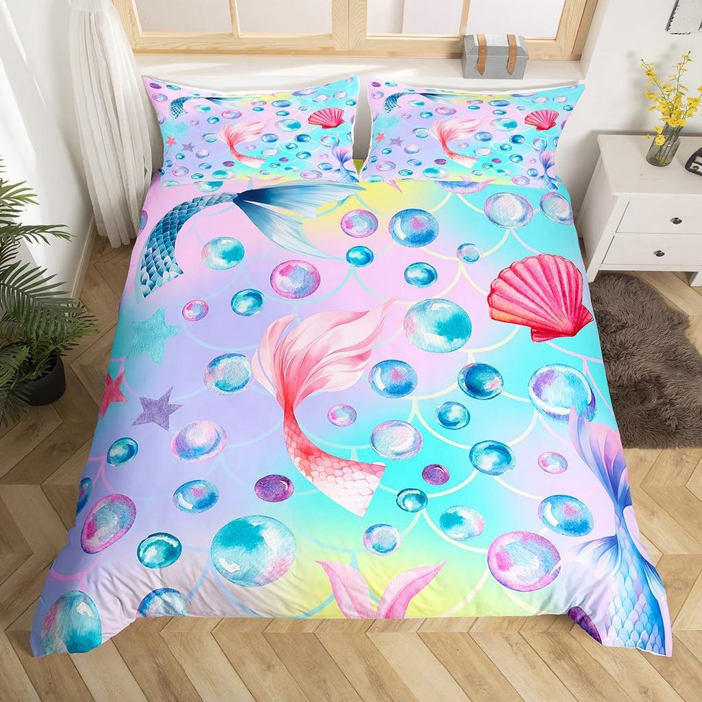 Bubble Duvet Cover Sets For Kids Boys Girls Queen King Lightweight Quilt Cover Underwater Themed Bedding Set Room Decor No Quilt