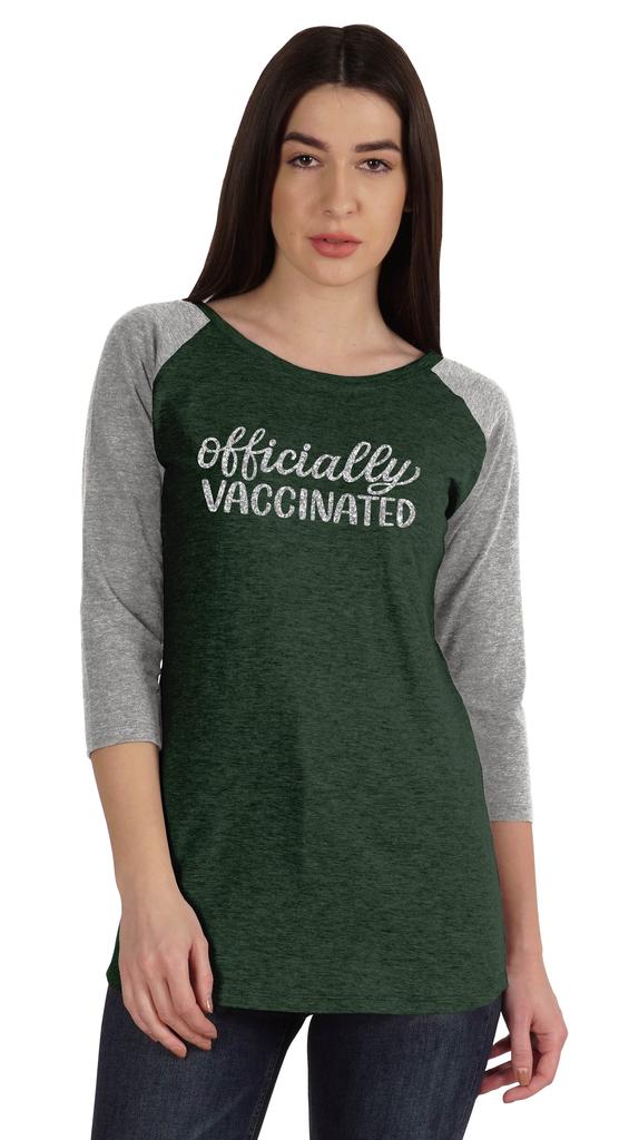 Inkmeso Officially Vaccinated Womens Funny Pro-Vaccine Tee Graphic T-shirt