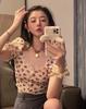 2025 Summer Women's Retro Floral Puff Sleeve Square Neck Crop Top
