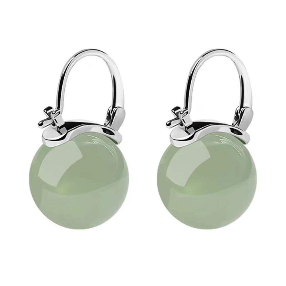 Ice Jade Jade Bead Earrings Circle Earrings Jewelry Gentle Ear Buckle Women