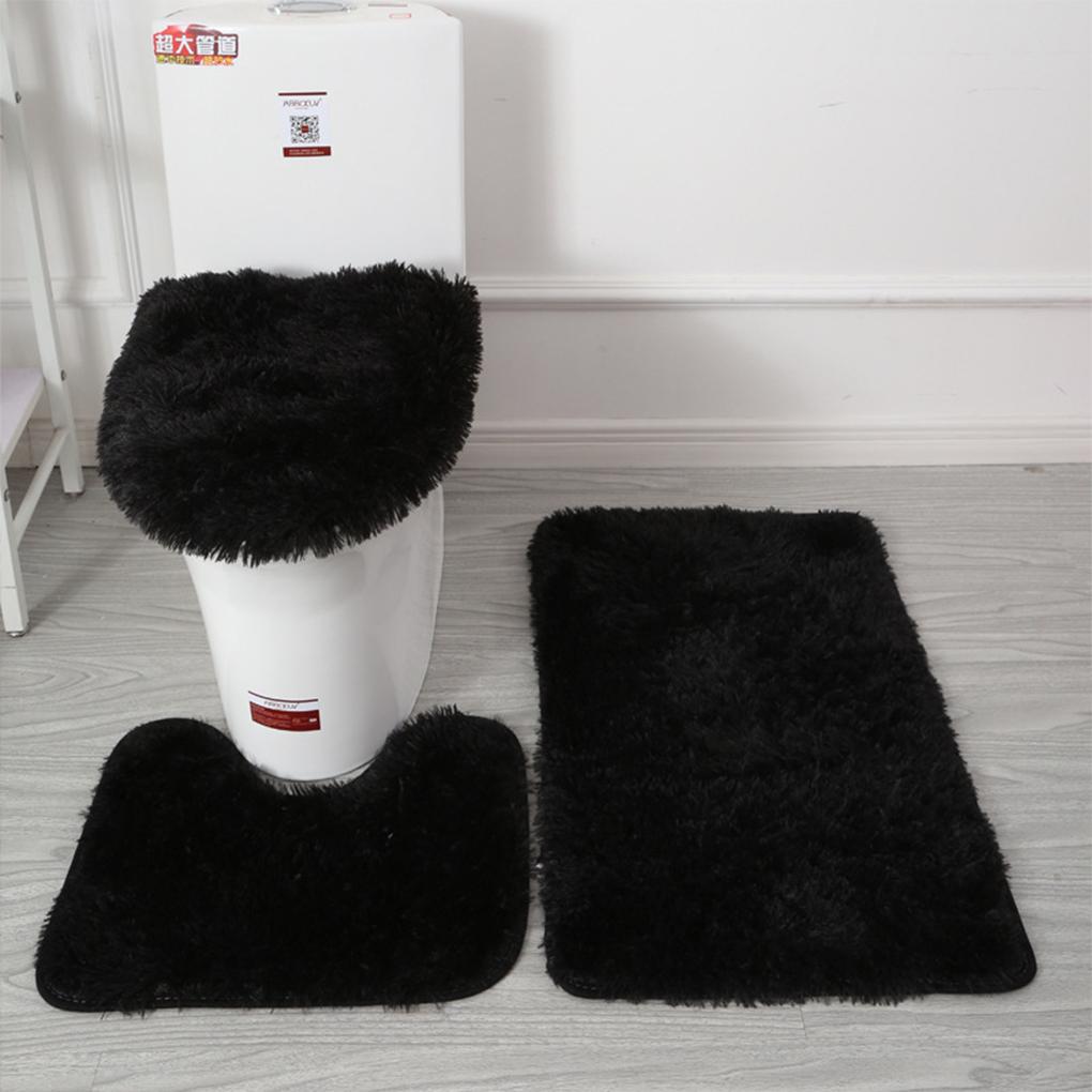 3pcs PU Soft Texture Strong Water Absorption Toilet Mat Set For Bathroom Carpets Cover Rug