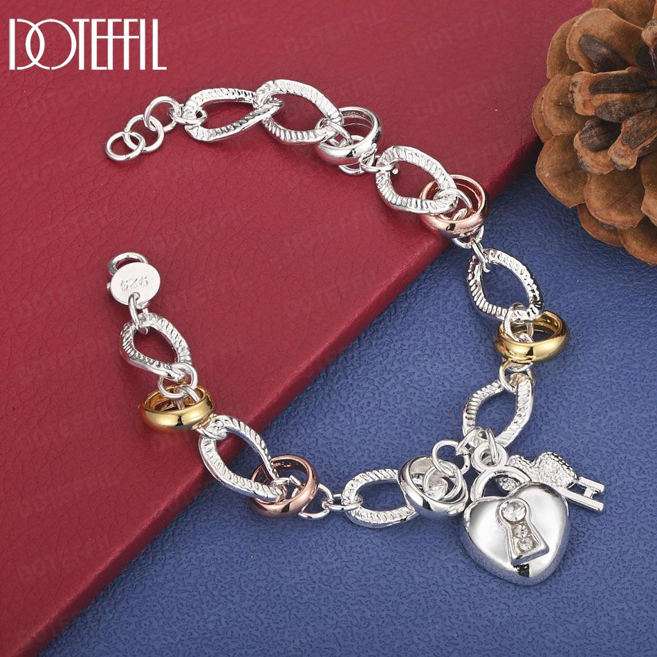 925 Sterling Silver Heart Fashion Bracelet Wedding Jewelry
