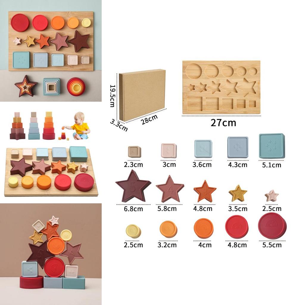 Baby Educational 3d Silicone Puzzle Blocks With Geometric Shapes For Infant Development