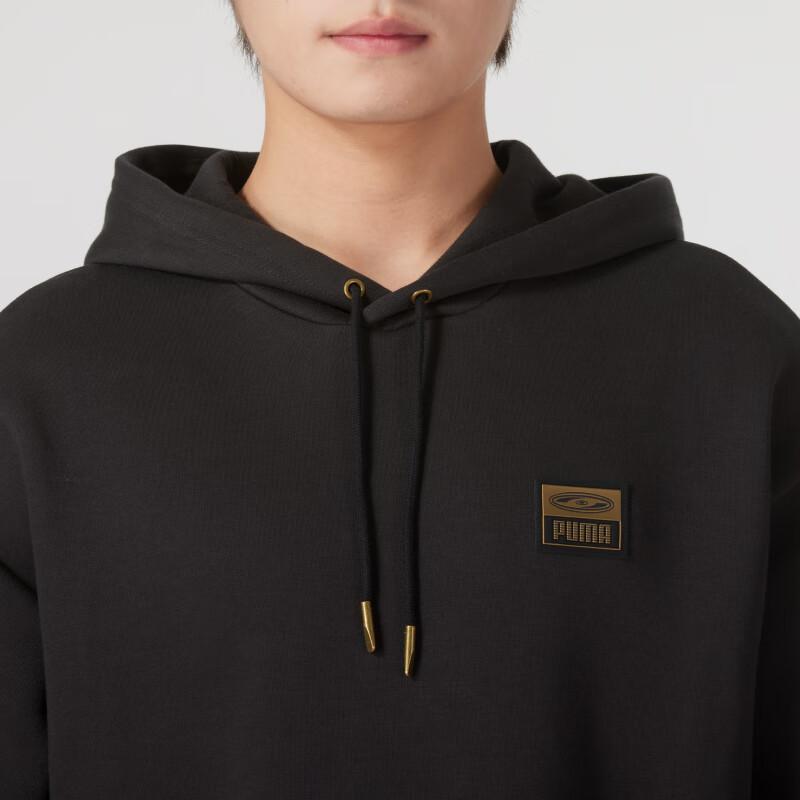 Puma Logo Outdoor Casual Sports Hooded Pullover Training Sweatshirt Men Sweatshirt Black 631069-01
