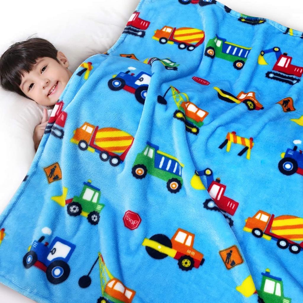 Cartoon Truck Printed Flannel Blanket Portable Office Nap Blanket Sheet Bedspread