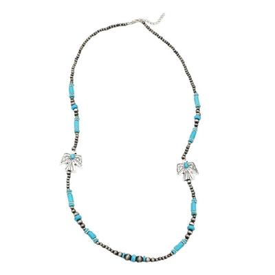 Elegancki turkusowy naszyjnik choker łańcuszek na obojczyk damski regulowana długość łańcuszek na szyję biżuteria do noszenia na co dzień