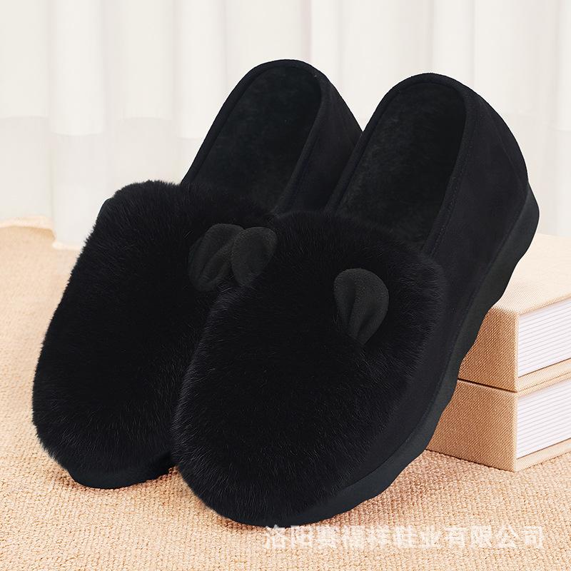 Mao Mao shoes women wear in winter, velvet new thick-soled one-pedal mother, old Beijing elderly, cloth shoes, Doudou cotton shoes
