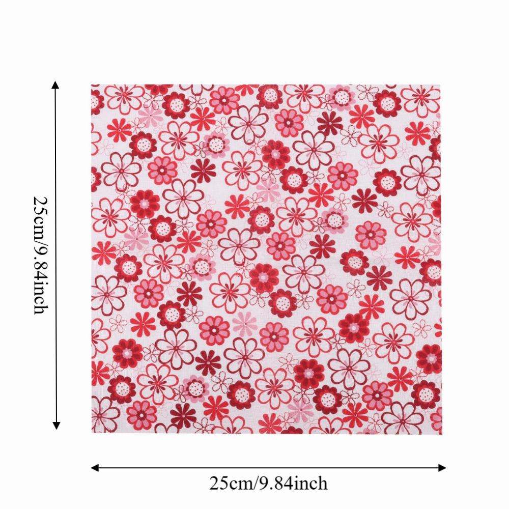 7Pcs Red floral pattern Patchwork Fabric 7 pieces per set Pre-cut Cloth Fabric art production