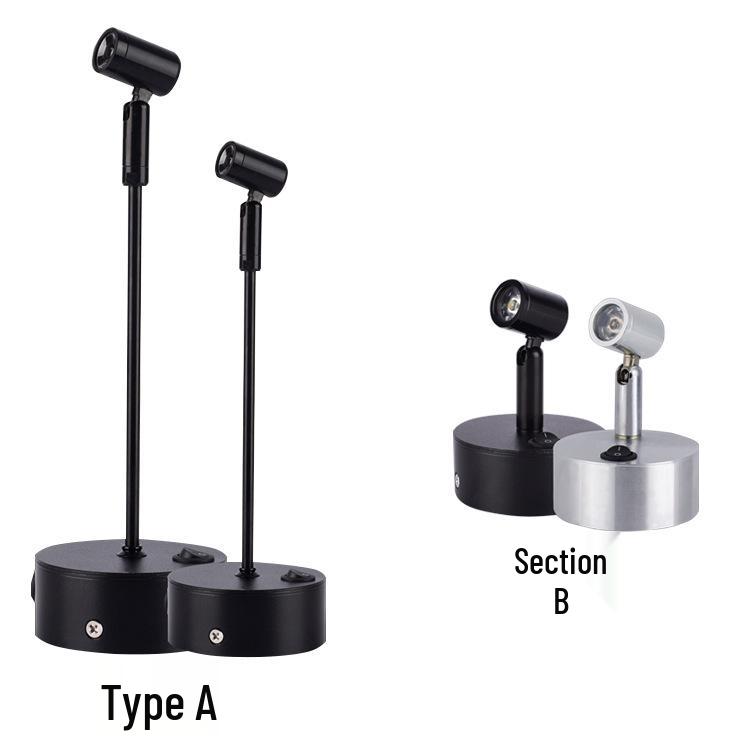 

Светодиодный ювелирный прожектор на батарейках для уличных прилавков и настольных витрин - Беспроводная зарядка Silver Battery 100mm