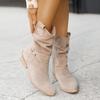 Stivaletti da Donna Autunno e Inverno Nuovo Stile Europeo Americano 34-43 Punta Tonda Tacco Basso Scamosciato Gambale Basso Stivali da Donna