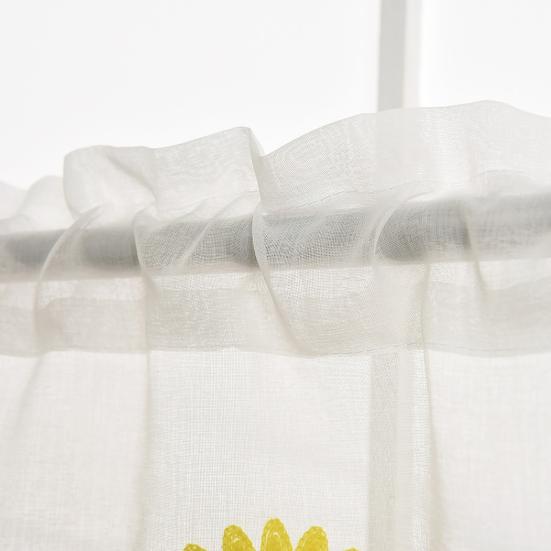 Vorhang Sonnenblume Bestickt Dekorativ Polyester Kurzer Transparenter Vorhang für Zuhause