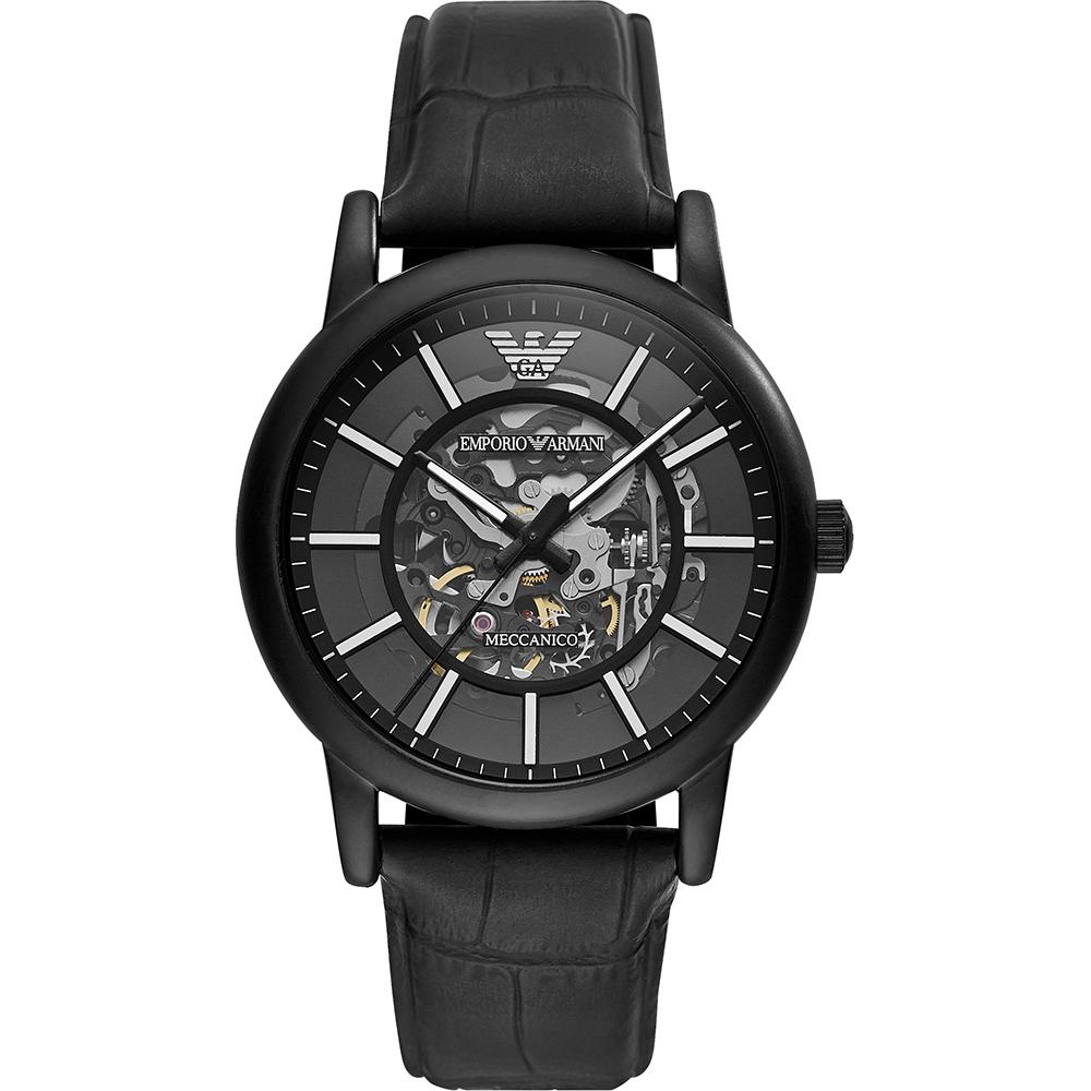 

Emporio Armani Luigi Black Leather Men s Automatic Watch AR60008 чёрный