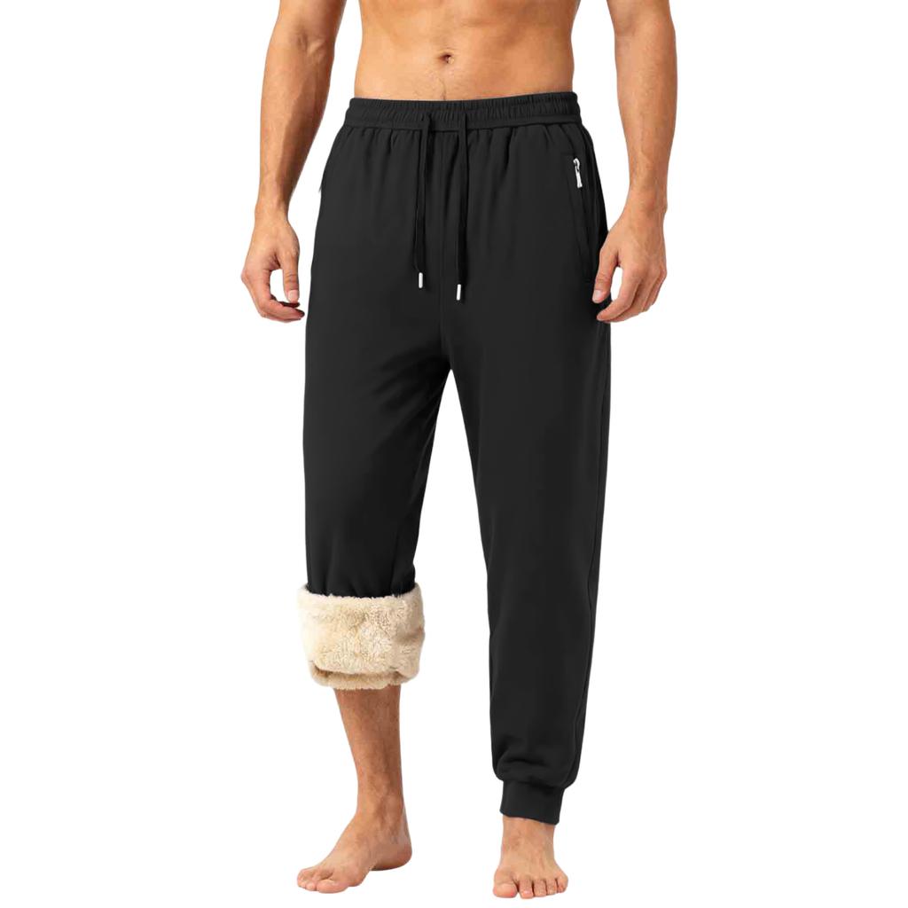 Men's Drawstring Pocket Fleece-Lined Cuffed Casual Pants