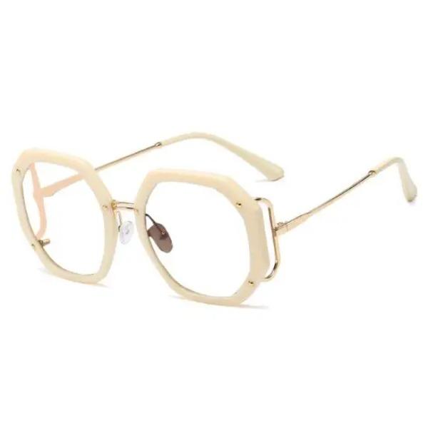 Anti Blue Light Polygon Round Reading Glasses Women Fashion Luxury Brand Design Glasses Transparent Women's Eyeglass Frame