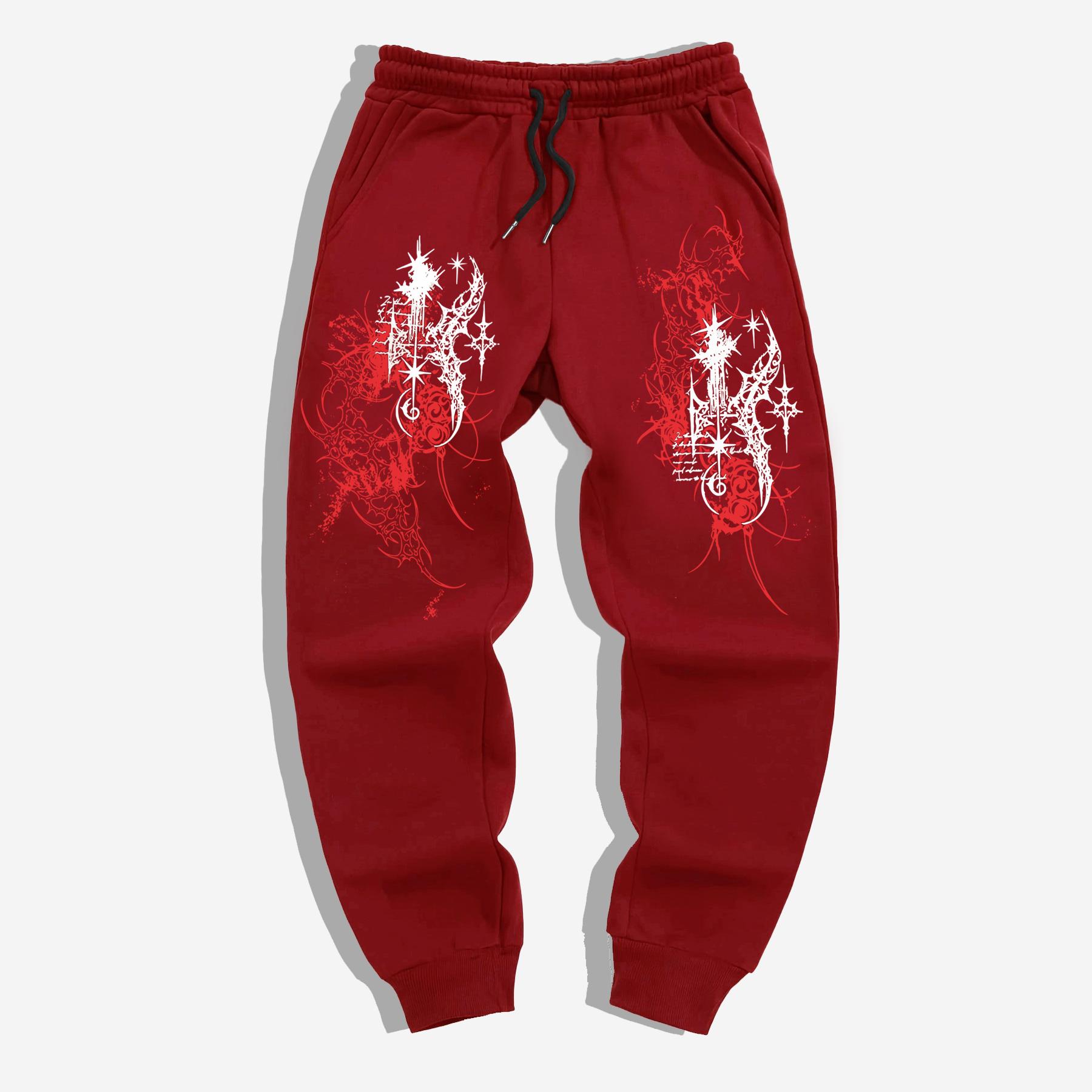 

Men s Cuffed Sweatpants, Fleece-Lined Casual Jogging and Hiking Pants, Loose-Fit Sweatpants, Men s Running and Workout Pants with Pockets XXL червоний